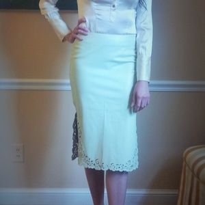 Richard Tyler Couture Light Green Leather Skirt